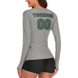 Custom Gray Blue Green Women's Long-Sleeve Shirt