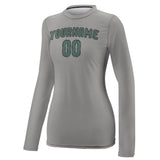 Custom Gray Blue Green Women's Long-Sleeve Shirt