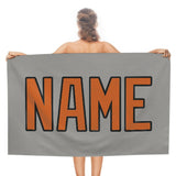 Custom Gray Orange Beach Towel