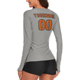 Custom Gray Orange Women's Long-Sleeve Shirt