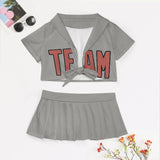 Custom Gray Copper Rose Cheerleading Uniform Set