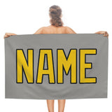 Custom Gray Gold Beach Towel