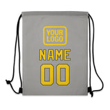 Custom Gray Gold Drawstring Bag