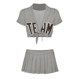 Custom Gray Brown Cheerleading Uniform Set