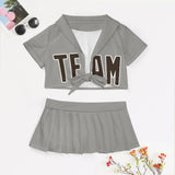 Custom Gray Brown Cheerleading Uniform Set