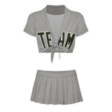 Custom Gray Olive Cheerleading Uniform Set