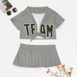 Custom Gray Olive Cheerleading Uniform Set