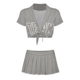 Custom Gray Gray Cheerleading Uniform Set