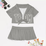 Custom Gray Gray Cheerleading Uniform Set