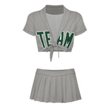 Custom Gray Green Cheerleading Uniform Set