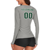 Custom Gray Green Women's Long-Sleeve Shirt