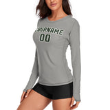 Custom Gray Dark Green Women's Long-Sleeve Shirt