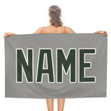 Custom Gray Dark Green Beach Towel
