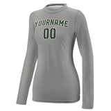 Custom Gray Dark Green Women's Long-Sleeve Shirt