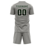 Custom Gray Dark Green Soccer Jersey