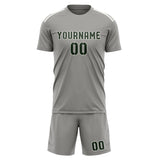 Custom Gray Dark Green Soccer Jersey