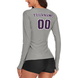 Custom Gray Purple Women's Long-Sleeve Shirt