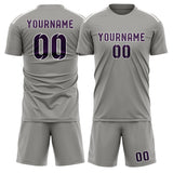 Custom Gray Purple Soccer Jersey