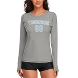Custom Gray Light Blue Women's Long-Sleeve Shirt