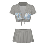 Custom Gray Light Blue Cheerleading Uniform Set
