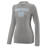 Custom Gray Light Blue Women's Long-Sleeve Shirt