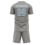 Custom Gray Light Blue Soccer Jersey