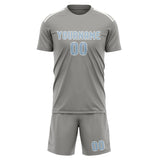 Custom Gray Light Blue Soccer Jersey