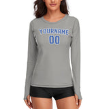 Custom Gray Sky Blue Women's Long-Sleeve Shirt