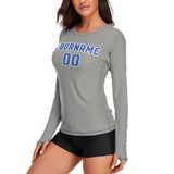 Custom Gray Sky Blue Women's Long-Sleeve Shirt