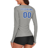 Custom Gray Sky Blue Women's Long-Sleeve Shirt