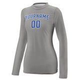 Custom Gray Sky Blue Women's Long-Sleeve Shirt