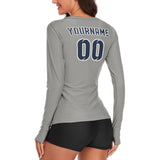 Custom Gray Blue Women's Long-Sleeve Shirt