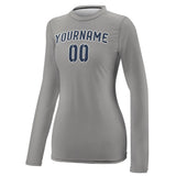 Custom Gray Blue Women's Long-Sleeve Shirt