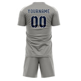 Custom Gray Blue Soccer Jersey