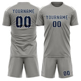 Custom Gray Blue Soccer Jersey
