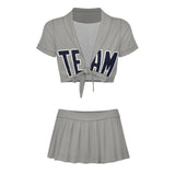 Custom Gray Navy Cheerleading Uniform Set
