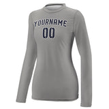 Custom Gray Navy Women's Long-Sleeve Shirt