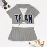 Custom Gray Navy Cheerleading Uniform Set