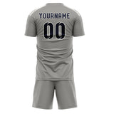 Custom Gray Navy Soccer Jersey