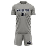 Custom Gray Navy Soccer Jersey
