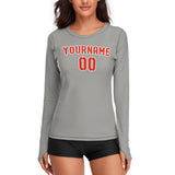 Custom Gray Orange Red Women's Long-Sleeve Shirt