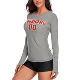 Custom Gray Orange Red Women's Long-Sleeve Shirt