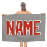 Custom Gray Orange Red Beach Towel