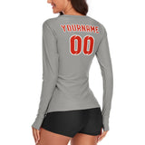 Custom Gray Orange Red Women's Long-Sleeve Shirt