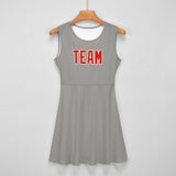 Custom Gray Orange Red Cheerleader Dress