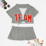 Custom Gray Orange Red Cheerleading Uniform Set
