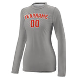 Custom Gray Orange Red Women's Long-Sleeve Shirt