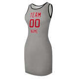 Custom Gray Red Sleeveless Vest Dress