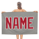 Custom Gray Red Beach Towel