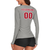 Custom Gray Red Women's Long-Sleeve Shirt